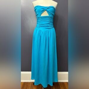 WHOIAM Linen Blend Strapless Cut Out Maxi Dress NWT Size 6
